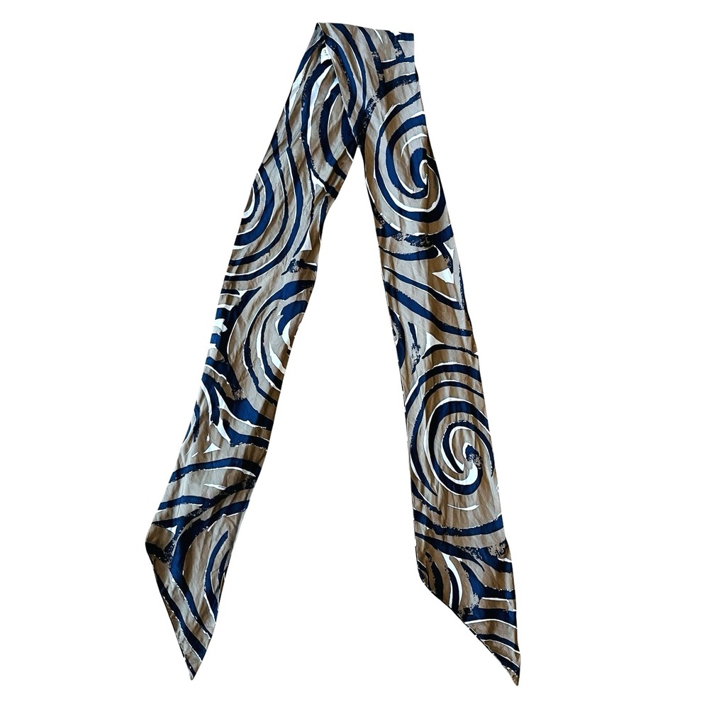 Vtg VERA Neumann 100% Silk Scarf Oblong Brown & Black Abstract Lightweight Stole